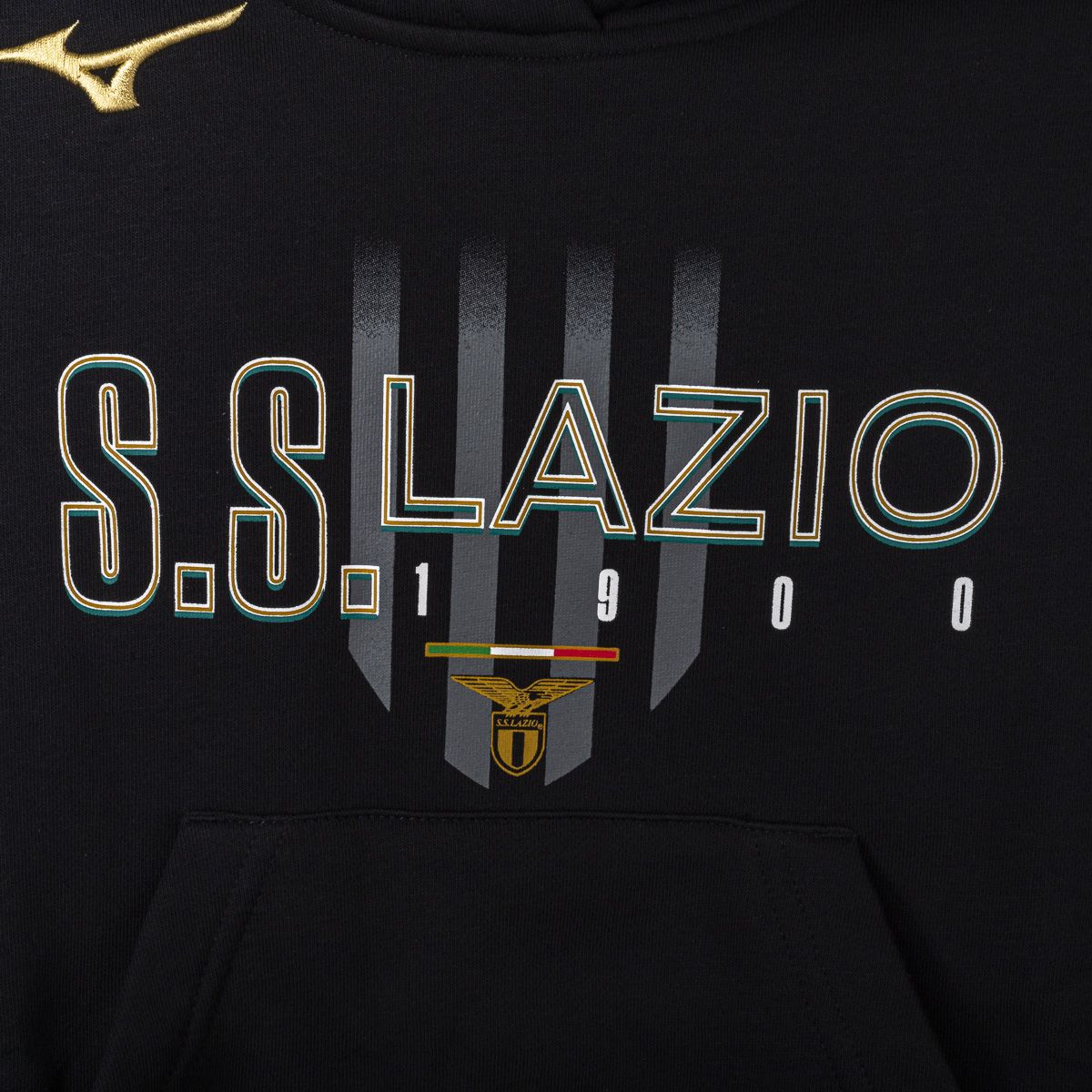 felpa nera con cappuccio bambino ss lazio mizuno