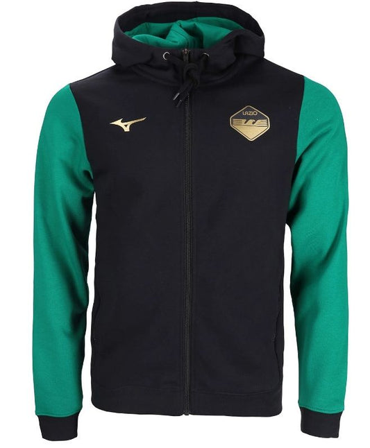 felpa cappuccio nero verde bambino lazio mizuno 2023/2024