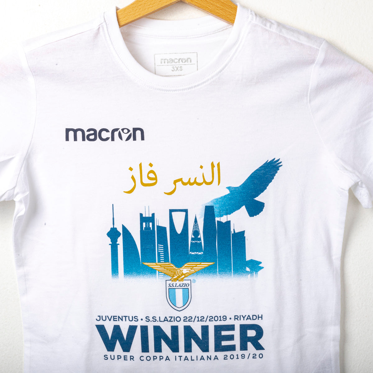 t-shirt bambino bianca super coppa ss lazio macron