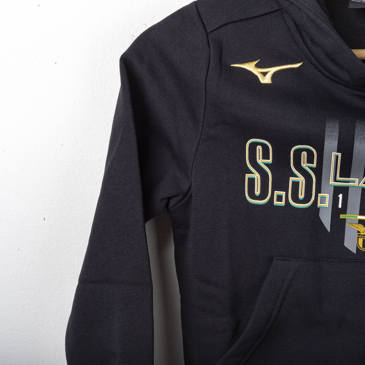 felpa nera con cappuccio bambino ss lazio mizuno