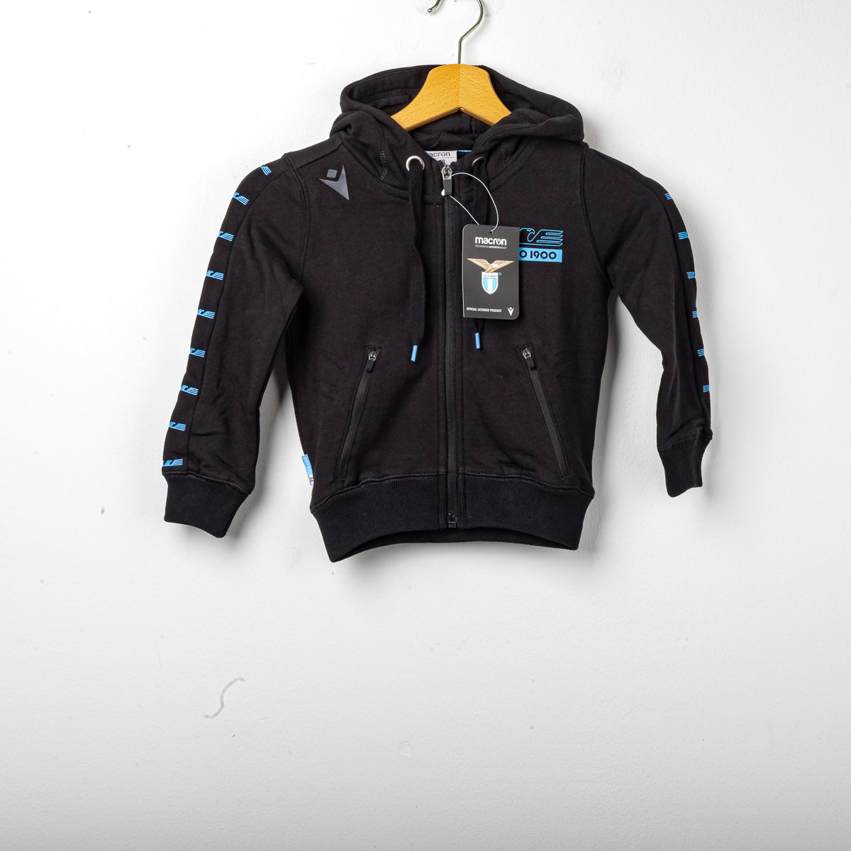 felpa bambino full zip con cappuccio lazio macron