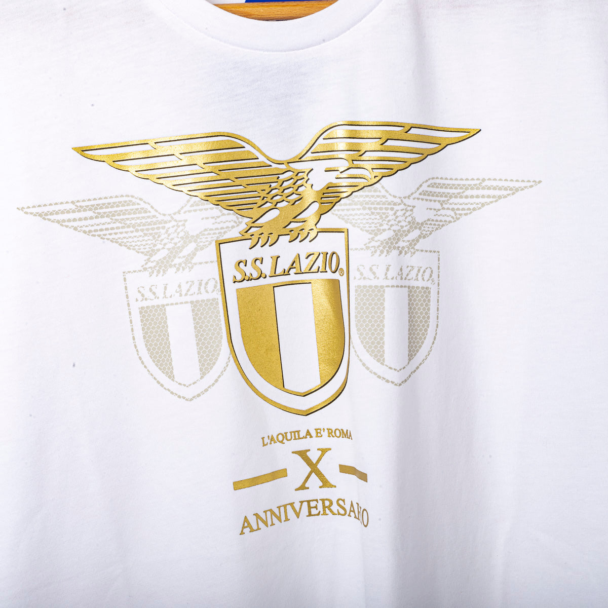 t-shirt ss lazio anniversario bianca oro