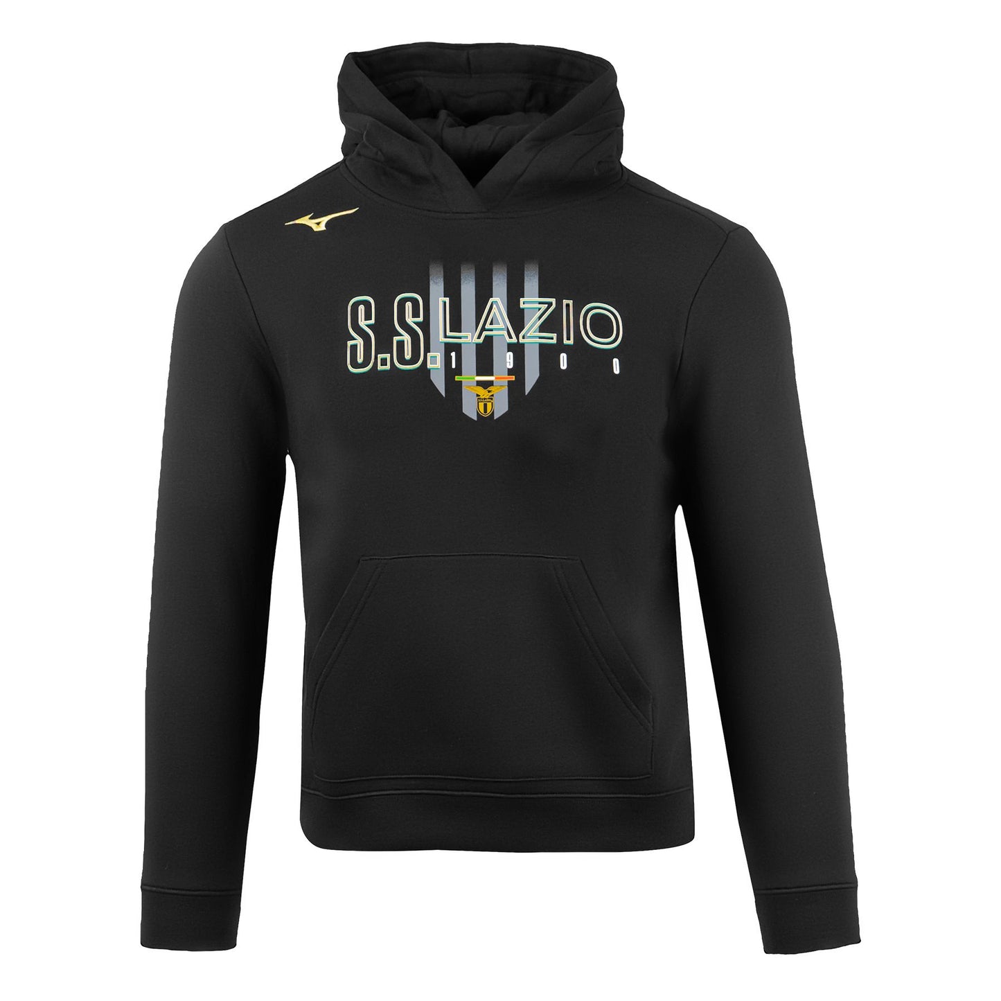 felpa nera con cappuccio bambino ss lazio mizuno