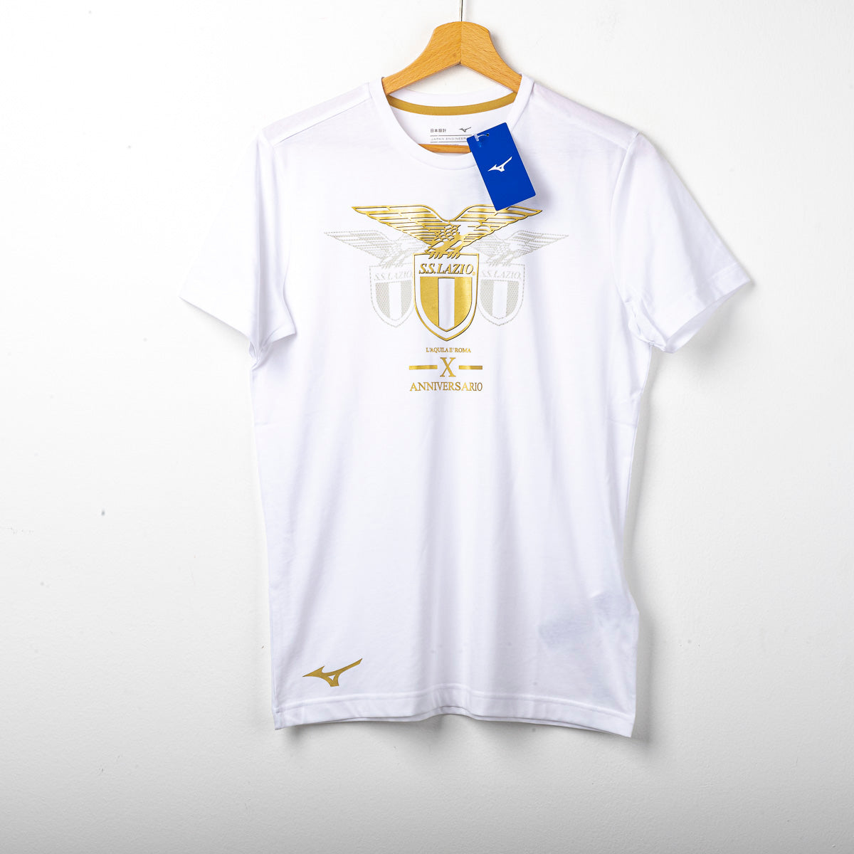 t-shirt ss lazio anniversario bianca oro