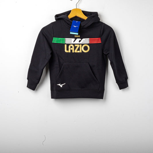 felpa nera cappuccio bambino lazio mizuno big logo 2023/2024