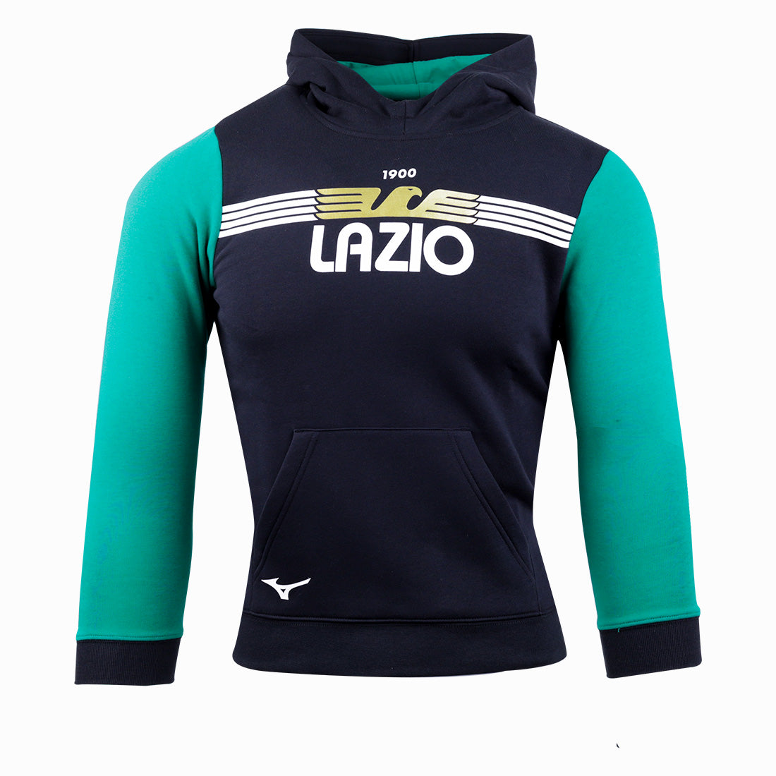 felpa nero verde cappuccio bambino lazio mizuno 2023/2024