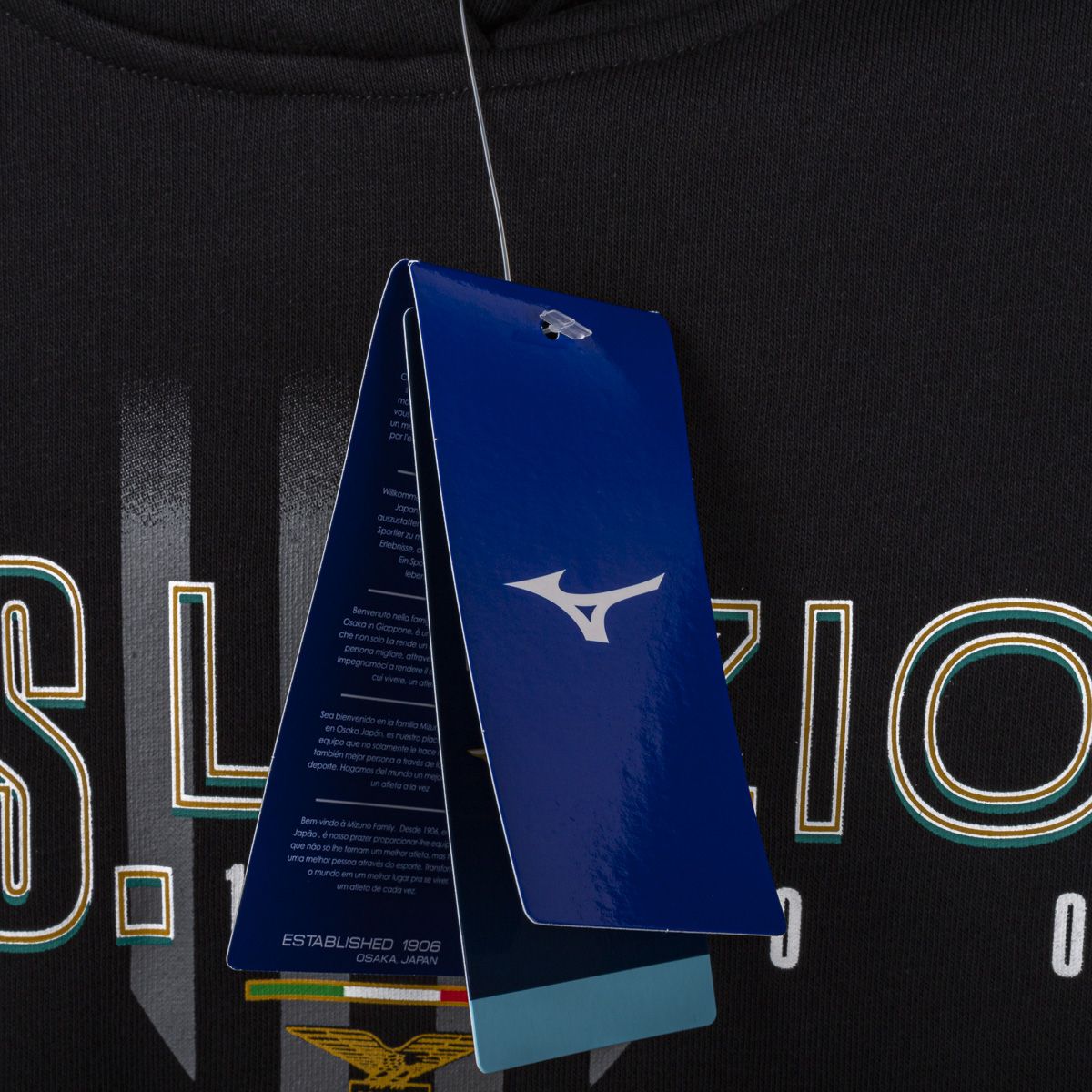 felpa nera con cappuccio bambino ss lazio mizuno