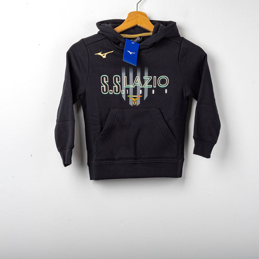 felpa nera con cappuccio bambino ss lazio mizuno