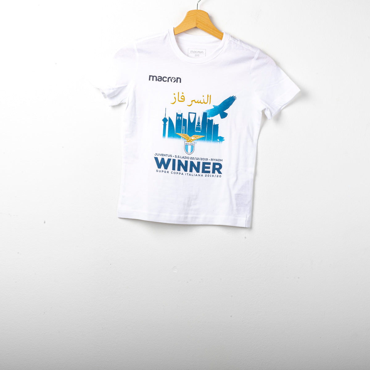 t-shirt bambino bianca super coppa ss lazio macron