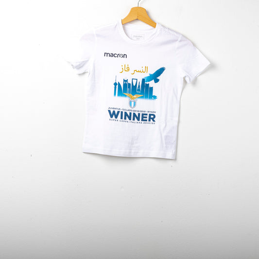 t-shirt bambino bianca super coppa ss lazio macron
